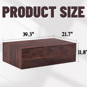 English Elm 39.3*21.7*11.8 Inch MDF Coffee Table with Marble Pattern Laminate Low Profile Living Room Accent Walnut W1151P423232