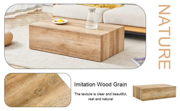 English Elm Elevate Any Living Room with a Low Profile MDF Coffee Table in Light Grain Finish Natural Wood W1151P423234