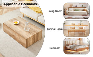 English Elm Elevate Any Living Room with a Low Profile MDF Coffee Table in Light Grain Finish Natural Wood W1151P423234