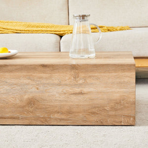 English Elm Elevate Any Living Room with a Low Profile MDF Coffee Table in Light Grain Finish Natural Wood W1151P423234