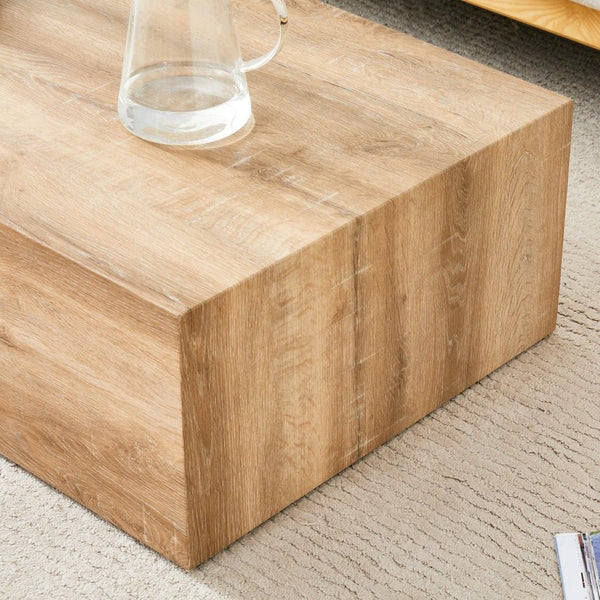 English Elm Elevate Any Living Room with a Low Profile MDF Coffee Table in Light Grain Finish Natural Wood W1151P423234