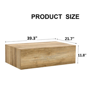 English Elm Elevate Any Living Room with a Low Profile MDF Coffee Table in Light Grain Finish Natural Wood W1151P423234