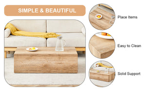 English Elm Elevate Any Living Room with a Low Profile MDF Coffee Table in Light Grain Finish Natural Wood W1151P423234