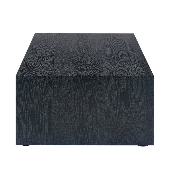 English Elm 39.3*21.7*11.8 Inch MDF Coffee Table with Marble Pattern Laminate Low Profile Living Room Accent Black W1151P423235