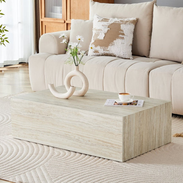 English Elm Elevate Any Living Room with a Low Profile MDF Coffee Table in Light Grain Finish Wood W1151P423236
