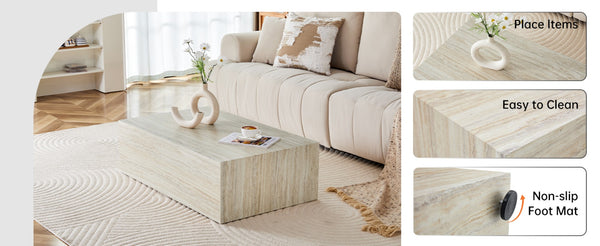 English Elm Elevate Any Living Room with a Low Profile MDF Coffee Table in Light Grain Finish Wood W1151P423236