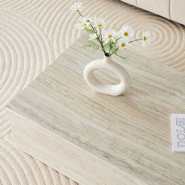 English Elm Elevate Any Living Room with a Low Profile MDF Coffee Table in Light Grain Finish Wood W1151P423236