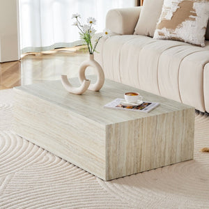 English Elm Elevate Any Living Room with a Low Profile MDF Coffee Table in Light Grain Finish Wood W1151P423236