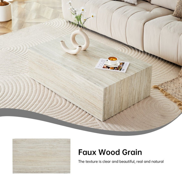 English Elm Elevate Any Living Room with a Low Profile MDF Coffee Table in Light Grain Finish Wood W1151P423236