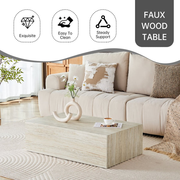 English Elm Elevate Any Living Room with a Low Profile MDF Coffee Table in Light Grain Finish Wood W1151P423236