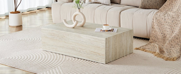 English Elm Elevate Any Living Room with a Low Profile MDF Coffee Table in Light Grain Finish Wood W1151P423236
