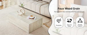English Elm Elevate Any Living Room with a Low Profile MDF Coffee Table in Light Grain Finish Wood W1151P423236