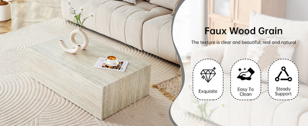 English Elm Elevate Any Living Room with a Low Profile MDF Coffee Table in Light Grain Finish Wood W1151P423236