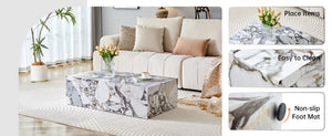 English Elm 39.3*21.7*11.8 Inch MDF Coffee Table with Marble Pattern Laminate Low Profile Living Room Accent White - B W1151P423237