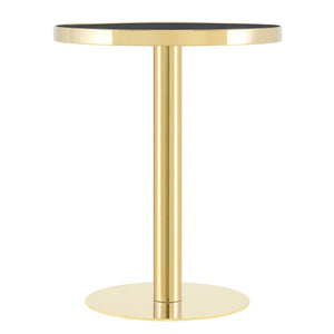 English Elm Modern Round Faux Marble Bistro Table Gold Pedestal Base Gloss Top Seats Two W1151P431134