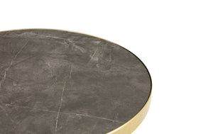English Elm Modern Faux Marble Round Bistro Table Gold Pedestal Base for Two Small Dining W1151P431136