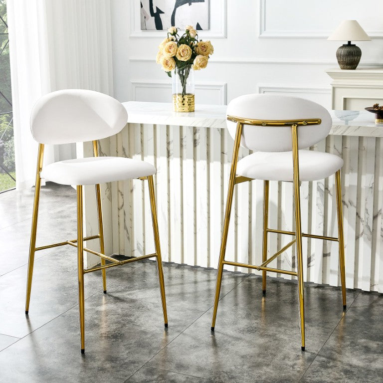 English Elm Bc-057-Whg-2In1 Set of Two PU Leather Counter Stools with Gold Legs for Modern Kitchens W1151P433260
