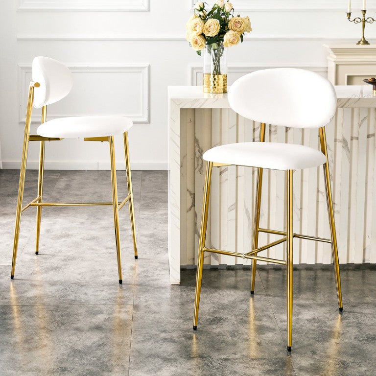 English Elm Bc-057-Whg-2In1 Set of Two PU Leather Counter Stools with Gold Legs for Modern Kitchens W1151P433260