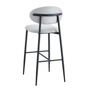 English Elm Set of 2 PU Leather Counter Stools with Curved Back and Black Metal Frame W1151P433265