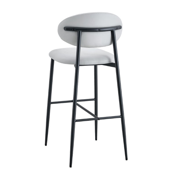 English Elm Set of 2 PU Leather Counter Stools with Curved Back and Black Metal Frame W1151P433265