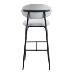 English Elm Set of 2 PU Leather Counter Stools with Curved Back and Black Metal Frame W1151P433265