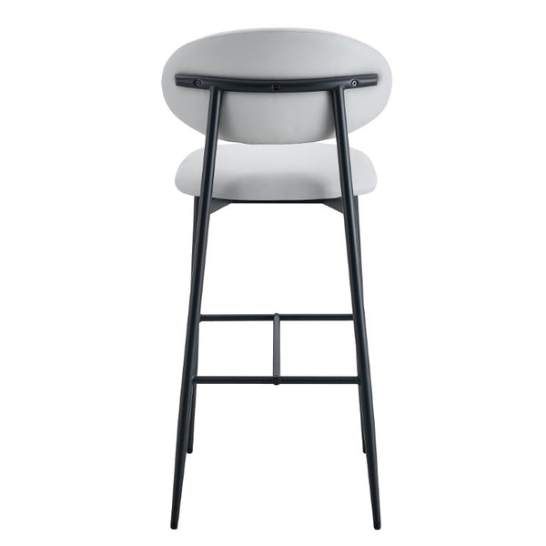English Elm Set of 2 PU Leather Counter Stools with Curved Back and Black Metal Frame W1151P433265