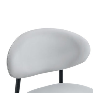 English Elm Set of 2 PU Leather Counter Stools with Curved Back and Black Metal Frame W1151P433265