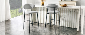 English Elm Set of 2 PU Leather Counter Stools with Curved Back and Black Metal Frame W1151P433265