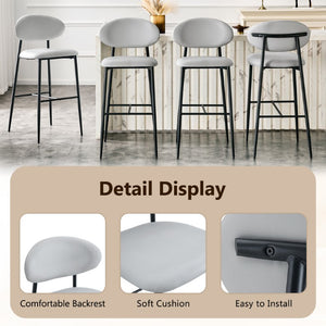 English Elm Set of 2 PU Leather Counter Stools with Curved Back and Black Metal Frame W1151P433265