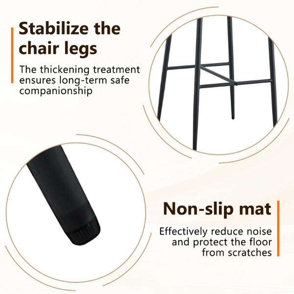 English Elm Set of 2 PU Leather Counter Stools with Curved Back and Black Metal Frame W1151P433265