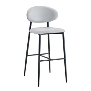 English Elm Set of 2 PU Leather Counter Stools with Curved Back and Black Metal Frame W1151P433265