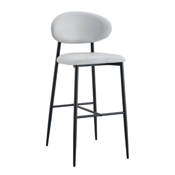 English Elm Set of 2 PU Leather Counter Stools with Curved Back and Black Metal Frame W1151P433265