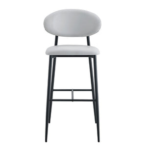 English Elm Set of 2 PU Leather Counter Stools with Curved Back and Black Metal Frame W1151P433265