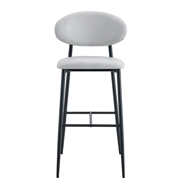 English Elm Set of 2 PU Leather Counter Stools with Curved Back and Black Metal Frame W1151P433265