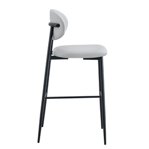 English Elm Set of 2 PU Leather Counter Stools with Curved Back and Black Metal Frame W1151P433265