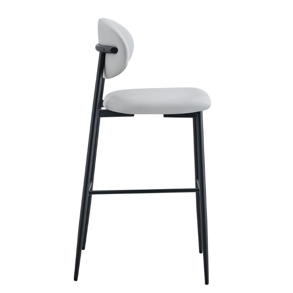 English Elm Set of 2 PU Leather Counter Stools with Curved Back and Black Metal Frame W1151P433265