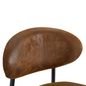 English Elm Set of 2 Vintage Microsuede Counter Stools with Curved Back and Sturdy Black Metal Legs W1151P433401