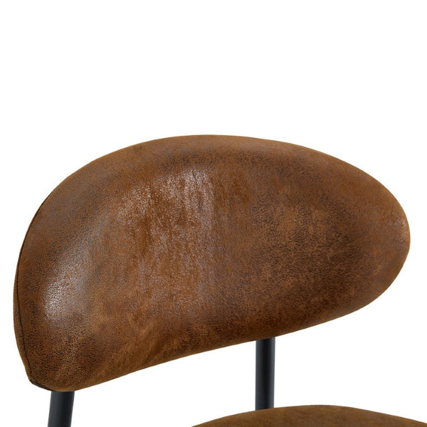 English Elm Set of 2 Vintage Microsuede Counter Stools with Curved Back and Sturdy Black Metal Legs W1151P433401