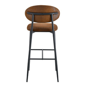English Elm Set of 2 Vintage Microsuede Counter Stools with Curved Back and Sturdy Black Metal Legs W1151P433401