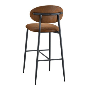 English Elm Set of 2 Vintage Microsuede Counter Stools with Curved Back and Sturdy Black Metal Legs W1151P433401