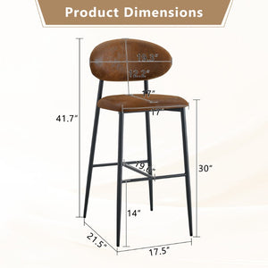 English Elm Set of 2 Vintage Microsuede Counter Stools with Curved Back and Sturdy Black Metal Legs W1151P433401