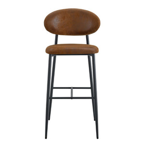 English Elm Set of 2 Vintage Microsuede Counter Stools with Curved Back and Sturdy Black Metal Legs W1151P433401