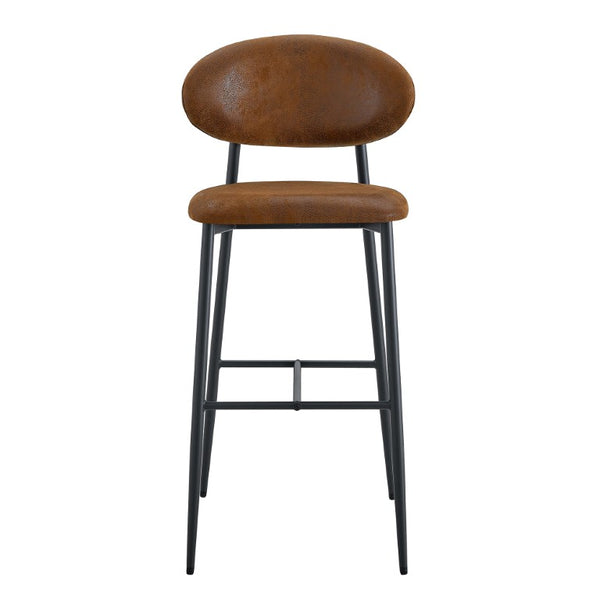 English Elm Set of 2 Vintage Microsuede Counter Stools with Curved Back and Sturdy Black Metal Legs W1151P433401