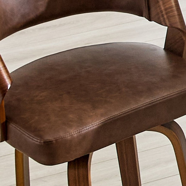 English Elm 2-Piece Bentwood Walnut Swivel Barstools with Ergonomic Back for Kitchen Islands W1151P433520