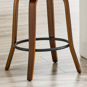English Elm 2-Piece Bentwood Walnut Swivel Barstools with Ergonomic Back for Kitchen Islands W1151P433520