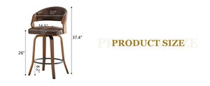 English Elm 2-Piece Bentwood Walnut Swivel Barstools with Ergonomic Back for Kitchen Islands W1151P433520