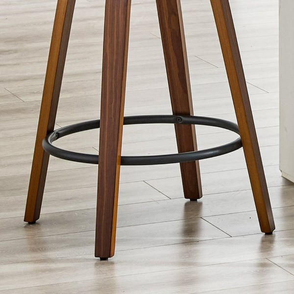 English Elm 2-Piece Swivel Barstools Solid Walnut Frame PU Leather Seat for Kitchen Island or Bar Walnut + Black W1151P433521