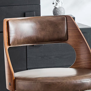 English Elm 2-Piece Swivel Barstools Solid Walnut Frame PU Leather Seat for Kitchen Island or Bar Brown + Walnut W1151P433522