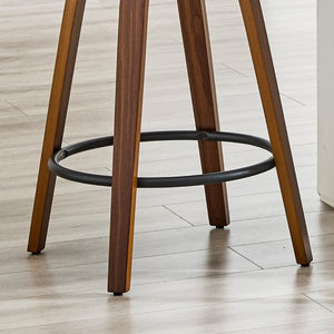 English Elm 2-Piece Swivel Barstools Solid Walnut Frame PU Leather Seat for Kitchen Island or Bar Brown + Walnut W1151P433522