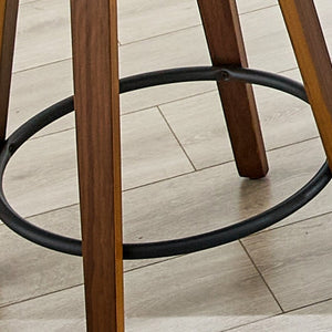 English Elm 2-Piece Swivel Barstools Solid Walnut Frame PU Leather Seat for Kitchen Island or Bar Brown + Walnut W1151P433522